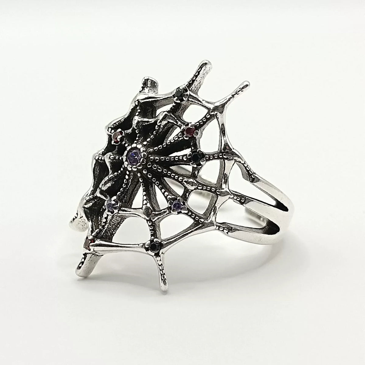 Adjustable Spider Web Geometric Ring