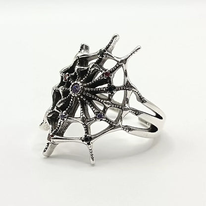 Adjustable Spider Web Geometric Ring