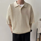 Classic Breathable Solid Color Knitted Polo T-Shirt
