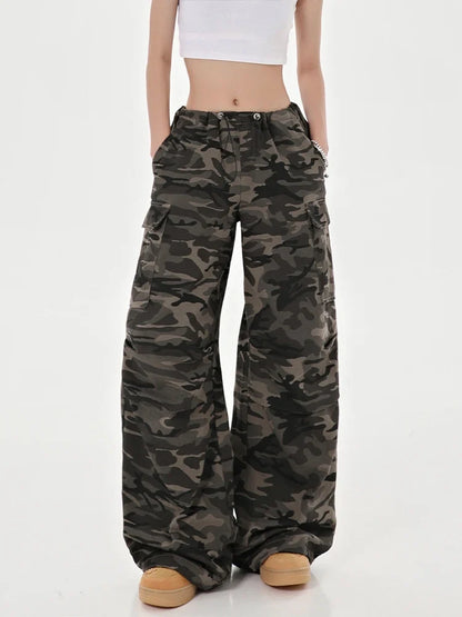 High Waist Camouflage Cargo Pants