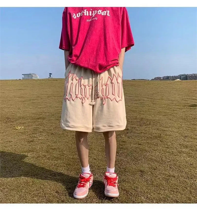 Wide-leg Letter Print Shorts