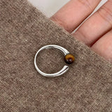 Asymmetric Geometric Sterling Silver Brown Ring