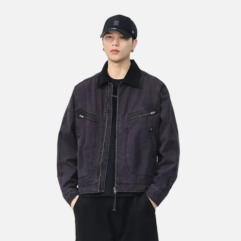 Y2K Cityboy Style Washed Denim Jacket