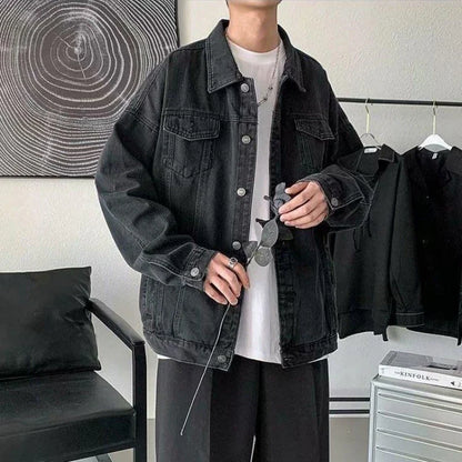 Solid Color Casual Loose Button Denim Jacket