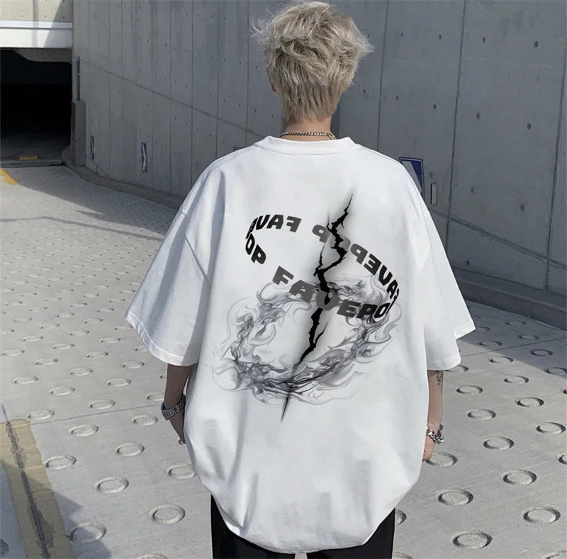 Gothic Letter Print Crewneck T-Shirt