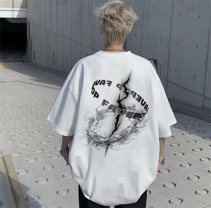 Gothic Letter Print Crewneck T-Shirt
