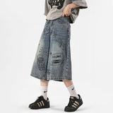 Cool Streetwear Graffiti Printed Loose Wide Leg Jorts