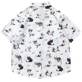Y2K Funny Cat Graphic Lightweight Beach Shirt