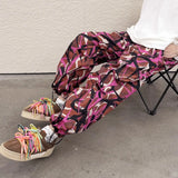 Thorn Flower Printed Camouflage Baggy Pants