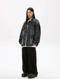Damaged Neckline Loose Denim Jacket