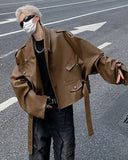 American Style Loose Fit Leather Motorcycle Jacket