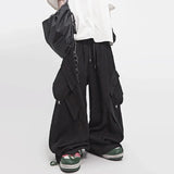 Distressed Detail Elastic Waist Cargo Pants