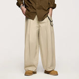 Model wearing the khaki Relaxed Fit Wide-Leg Cargo Pants