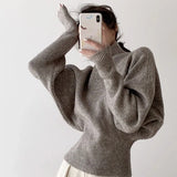 Women Stylish Bubble Sleeve Knit Sweater