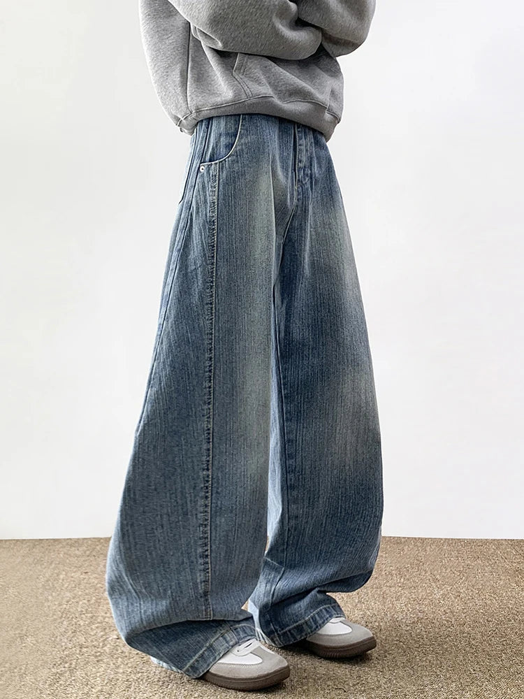 American Style Blue Hip Hop Wide Leg Jeans