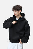 Heavyweight Ribbed Solid Color Half Zip Hoodie