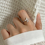 Women Cool Silver Crystal Aircraft Ring