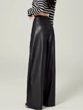 Stylish High Waist Drape Leather Pants