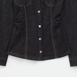 Fashionable Chic Lapel Neck Denim Jacket