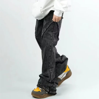Cyber Washed Black Baggy Stacked Jeans