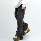 Cyber Washed Black Baggy Stacked Jeans