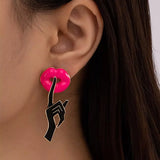 Bold Red Lip Stud Earrings