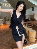 Patchwork High Waist Skirt