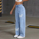 Y2K Butterfly Diamond Straight Leg Jeans