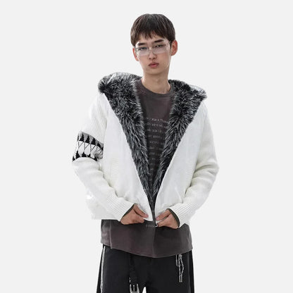 Versatile High Street Quilted Hooded Fur Jacket