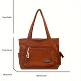 Retro Corduroy Tote Bag Multi-Pocket Handbag