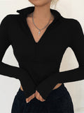 Solid Turtleneck Long Sleeves Crop Top