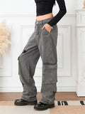 Gothic Star Graphic Denim Cargo Pants