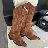 Retro Vintage Chain-Accent Cowboy Boots