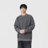 Winter Cool Stripe Knit Crew Neck Sweater