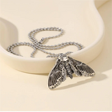 Gothic Skull Moth Charm Necklace