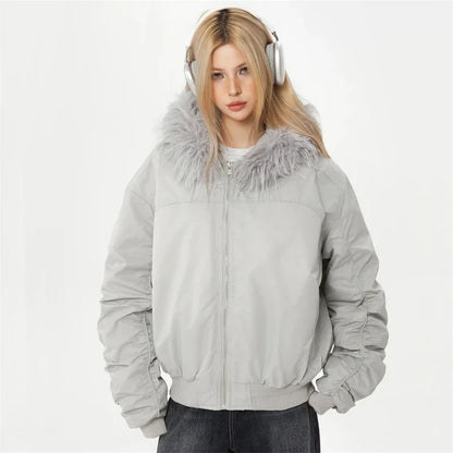 Stylish Lightweight Padded Fur Down Jacket