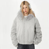 Stylish Lightweight Padded Fur Down Jacket