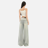 Retro Comfortable Lace-Edged High Waisted Jeans