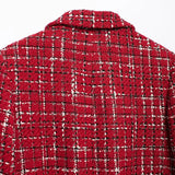 Vintage Red Turn-Down Collar Lapel Jacket