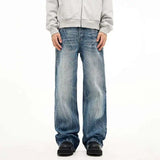 Lightning Pattern Wide Leg Denim Pants