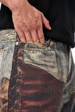 Vintage Distressed 3D Printed Baggy Jeans