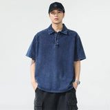 Men Stylish Casual Knitted Denim Polo T-Shirt