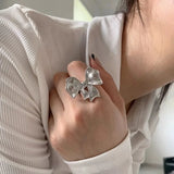 Elegant Silver Simple Bow Ring