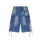 Vintage Cozy Drawstring Cargo Denim Jorts