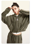 Women's Fleece Zip-up Cropped Hoodie