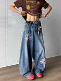 Star Embroidery Baggy Stacked Hip Hop Jeans