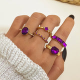 Y2K Soft Gemstone Heart Rings