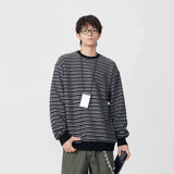 Y2K Striped Oversized Crew Neck Sweatshirt
