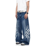 summer Breathable High Waist Wide Leg Printed Jeans