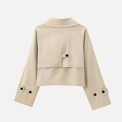 Vintage Double Breasted Lapel Neck Trench Jacket